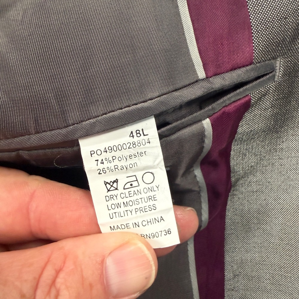 Sean John Metallic Silver Sharkskin 2-Button Suit Blazer Pants Macy's 48 L 42x32 - Picture 9 of 16